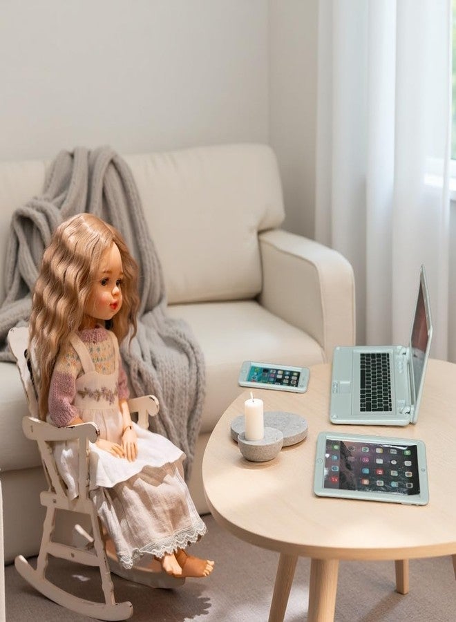 M.Zibos 1:12 Scale Dollhouse Miniature Electronics Set - 4 Pcs Desktop Computer, Flip Laptop, Phone & Tablet for Dollhouse Display, Diorama Props and Collectibles - Image 3